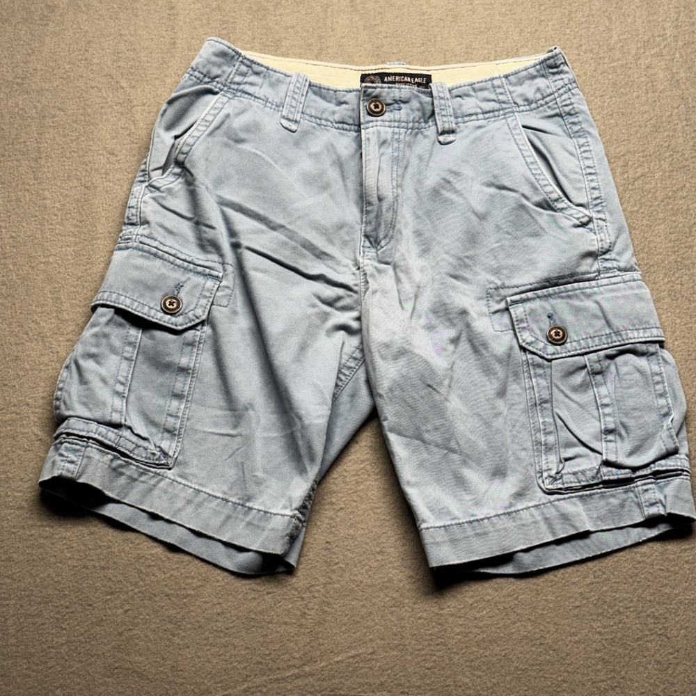 American Eagle Outfitters‎ Mens Cargo Shorts Blue Size 30 Cotton Faded 4045